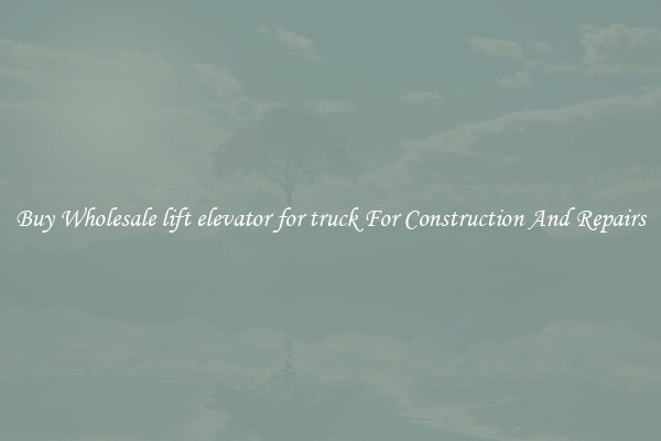 Buy Wholesale lift elevator for truck For Construction And Repairs
